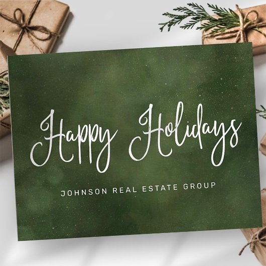 フェスティバルモダングリーンクリスマスビジネスホリデー ポストカード