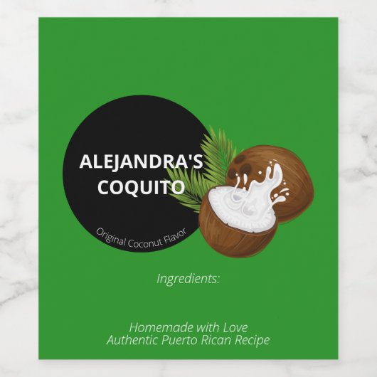 フェスティバルモダングリーンココナッツスプラッシュコキトボトル ワインラベル (シングルラベル)