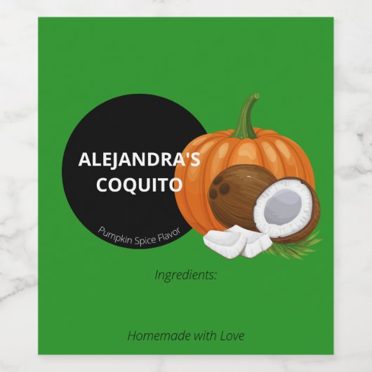 フェスティバルモダングリーンパンプキンスパイスコキトボトル ワインラベル (シングルラベル)