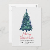 フェスティバルモダンスノイ緑クリスマスツリー ポストカード (正面/裏面)