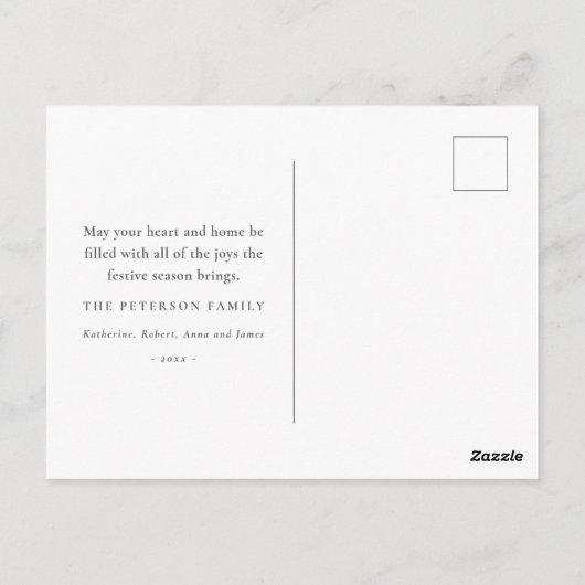 フェスティバルモダンスノイ緑クリスマスツリー ポストカード (裏面)