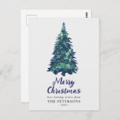 フェスティバルモダンスノイ緑クリスマスツリー ポストカード (正面/裏面)