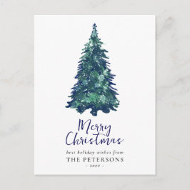 フェスティバルモダンスノイ・ブルー・クリスマスツリー シーズンポストカード