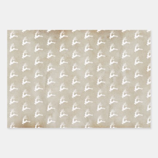 フェスティバルモダンノルディッククリスマスレッドディアクラフト ラッピングペーパーシート (正面3)