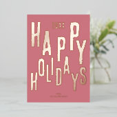 フェスティバルモダンピンクハッピーホリデーズクリスマス 箔シーズンカード (立ち正面)