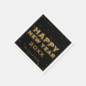 フェスティバルモダンブラック金ゴールドキラキラ新年 スタンダードカクテルナプキン (角)
