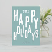 フェスティバルモダンブルーハッピーホリデイズクリスマス 箔シーズンカード (立ち正面)