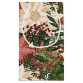 フェスティバルモダンボタニカルポインセティアホリデイ スモールペーパーバッグ (裏面)