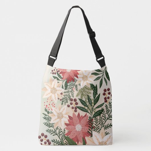 フェスティバルモダンポインセティアクリスマスホリデイ クロスボディバッグ (正面)