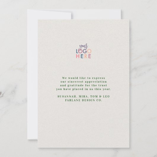 フェスティバルモダンメリークリスマスツリーのビジネスロゴ シーズンカード (裏面)