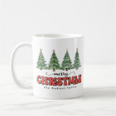 フェスティバルモダンメリークリスマスツリーの水色 コーヒーマグカップ (左)