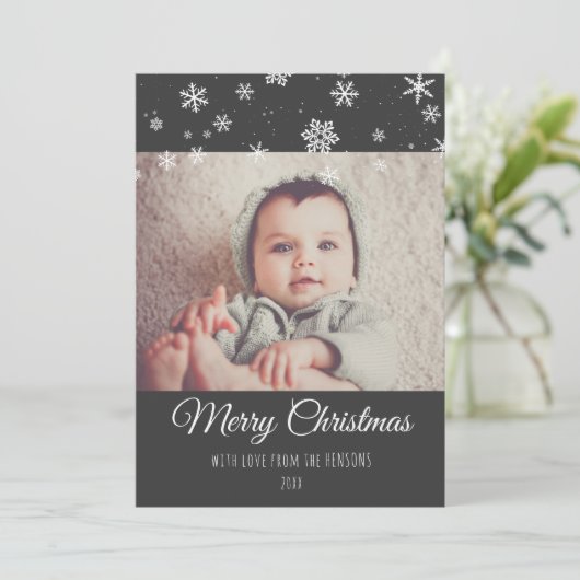 フェスティバルモダンメリークリスマスフォトホリデーカード シーズンカード (スタンド正面)