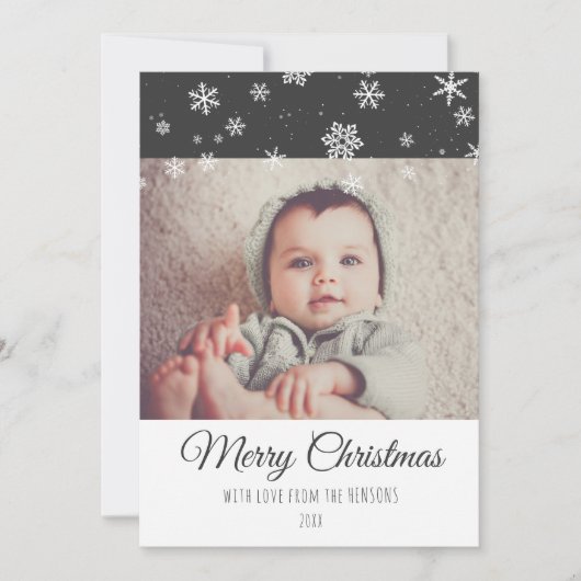 フェスティバルモダンメリークリスマスフォトホリデーカード シーズンカード (正面)