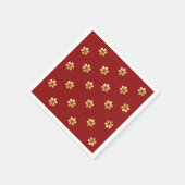 フェスティバルモダンレッド&金ゴールドデイジークリスマス スタンダードカクテルナプキン (角)