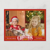 フェスティバルモダンレッドChristmas JOYミニマリスト写真 シーズンポストカード (正面)