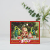 フェスティバルモダンレッドChristmas JOYミニマリスト写真 シーズンポストカード (スタンド正面)