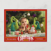フェスティバルモダンレッドChristmas JOYミニマリスト写真 シーズンポストカード (正面)