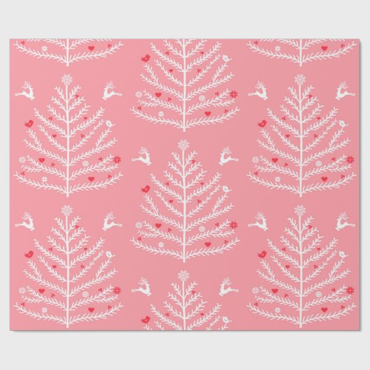 フェスティバルモダン北欧クリスマスツリーディアピンク ラッピングペーパー (フラット)