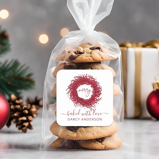 フェスティバルモダン焼いたラブレッドベリーリース スクエアシール