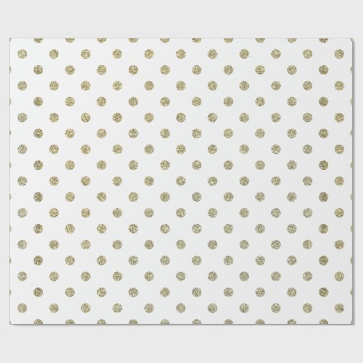 フェスティバルモダン白及び金ゴールドグリッター水玉模様 ラッピングペーパー (フラット)