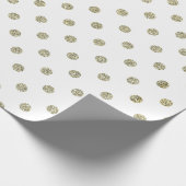 フェスティバルモダン白及び金ゴールドグリッター水玉模様 ラッピングペーパー (角)