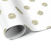 フェスティバルモダン白及び金ゴールドグリッター水玉模様 ラッピングペーパー (ロールコーナー)