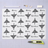 フェスティバルモダン白黒クリスマスツリーホリデイ 薄葉紙 (クラフト)