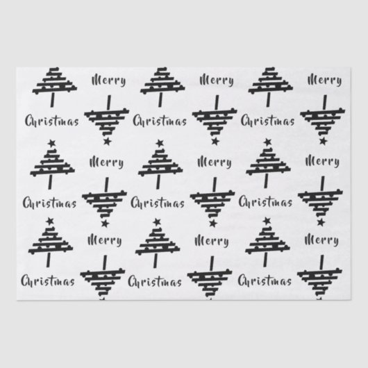 フェスティバルモダン白黒クリスマスツリーホリデイ 薄葉紙 (正面)