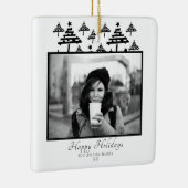 フェスティバルモダン白黒フォトホリデー セラミックオーナメント (右)