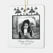 フェスティバルモダン白黒フォトホリデー セラミックオーナメント (左)