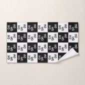 フェスティバルモダン白黒ホホホスローガンクリスマス バスタオルセット (ハンドタオル)