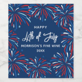 フェスティバルモダン花火カスタム、7月4日文字 ワインラベル (シングルラベル)