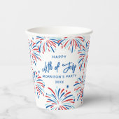フェスティバルモダン花火カスタム、7月4日文字 紙コップ (正面)