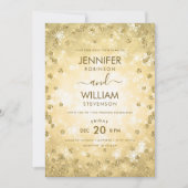 フェスティバルモダン金ゴールドエレガントウィンターウェディング 招待状 (正面)