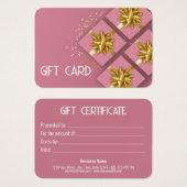 フェスティバルモダン金ゴールドボウピンクのギフトボックスギフトカード (正面&裏面)