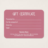 フェスティバルモダン金ゴールドボウピンクのギフトボックスギフトカード (裏面)