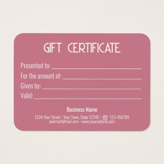 フェスティバルモダン金ゴールドボウピンクのギフトボックスギフトカード (裏面)