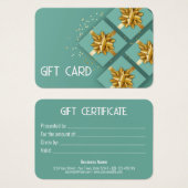 フェスティバルモダン金ゴールドボウミントギフトボックスギフトカード (正面&裏面)
