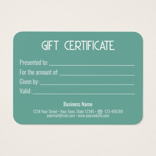 フェスティバルモダン金ゴールドボウミントギフトボックスギフトカード (裏面)