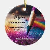 フェスティバルモダン鉛筆先生サンキュークリスマス セラミックオーナメント (正面)