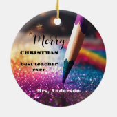 フェスティバルモダン鉛筆先生サンキュークリスマス セラミックオーナメント (裏面)