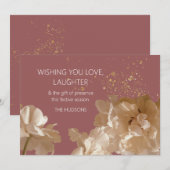 フェスティバルモダン |バラ&金ゴールドダストフローラクリスマス シーズンカード (正面/裏面)