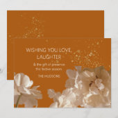 フェスティバルモダン |錆と金ゴールドダストのフローラクリスマス シーズンカード (正面/裏面)