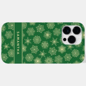 フェスティバルモノグラムのスノーフレークスグリーンクリスマス Case-Mate iPhoneケース (裏面 (横))