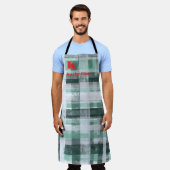 フェスティバルモノグラムタータンチェックグリーンホワイトレッド エプロン (着用した状態)