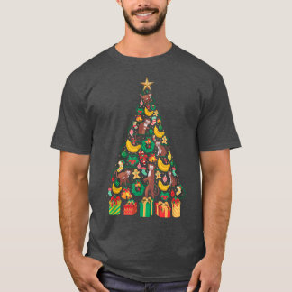 フェスティバルモンキーバナナクリスマスツリーデザイン Tシャツ