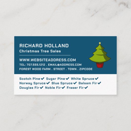 フェスティバルモールツリーデザイン、クリスマスツリー販売 名刺 (裏面)