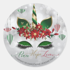 フェスティバルユニコーン顔平和希望と愛 ラウンドシール