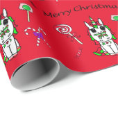 フェスティバルユニコーン&ホリデーキャンディークリスマス ラッピングペーパー (ロールコーナー)