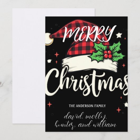 フェスティバルユニークサンタスハットクリスマスパーティーインビタティ 招待状 (正面/裏面)